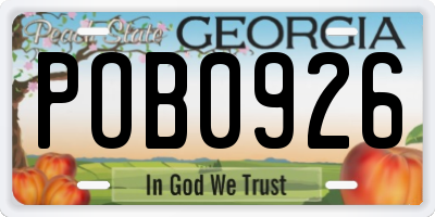 GA license plate POB0926