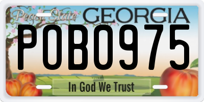 GA license plate POB0975