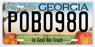 GA license plate POB0980