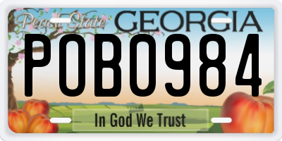 GA license plate POB0984