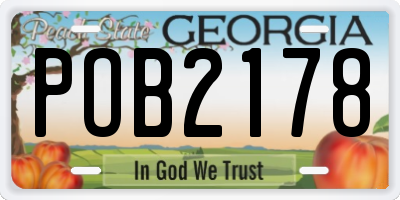 GA license plate POB2178