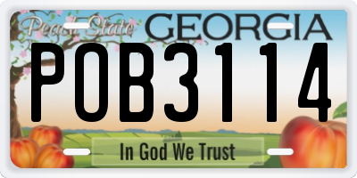 GA license plate POB3114