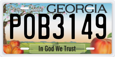 GA license plate POB3149
