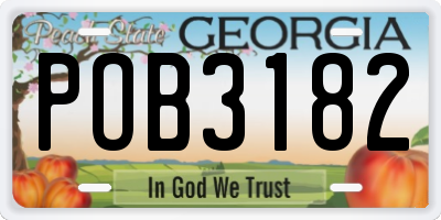 GA license plate POB3182