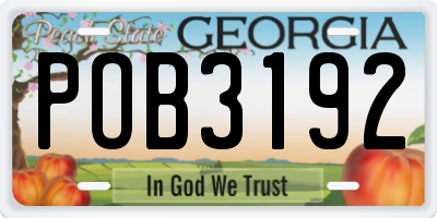 GA license plate POB3192