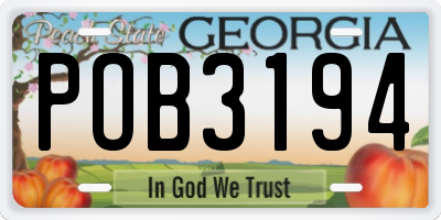 GA license plate POB3194