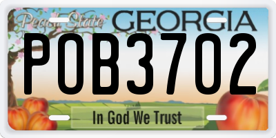 GA license plate POB3702
