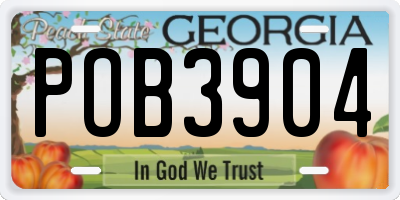 GA license plate POB3904