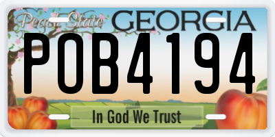 GA license plate POB4194