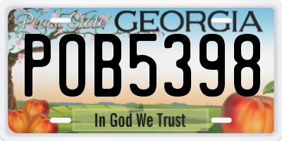 GA license plate POB5398