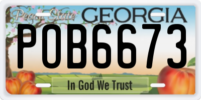 GA license plate POB6673
