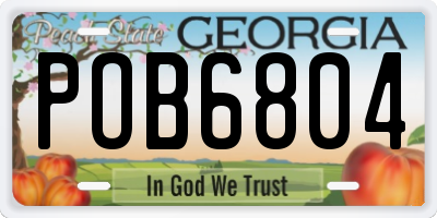 GA license plate POB6804