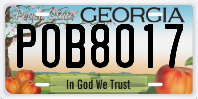 GA license plate POB8017
