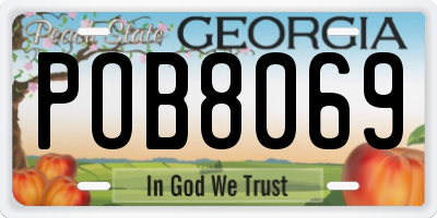 GA license plate POB8069