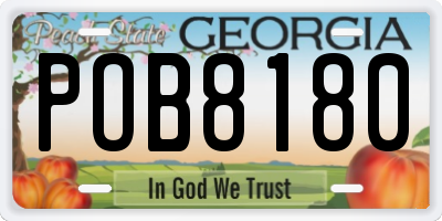 GA license plate POB8180