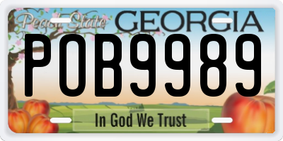 GA license plate POB9989