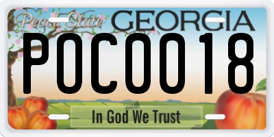 GA license plate POC0018