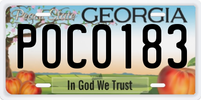 GA license plate POC0183