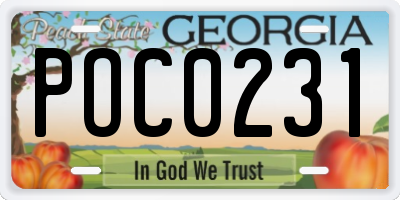 GA license plate POC0231