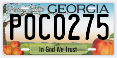 GA license plate POC0275