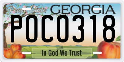 GA license plate POC0318
