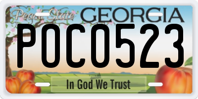GA license plate POC0523