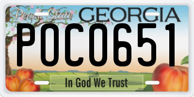 GA license plate POC0651