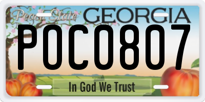 GA license plate POC0807