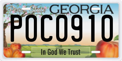 GA license plate POC0910
