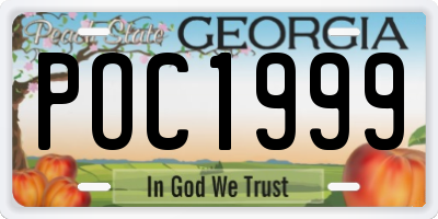 GA license plate POC1999