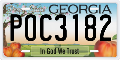 GA license plate POC3182