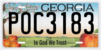 GA license plate POC3183