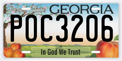 GA license plate POC3206