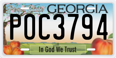 GA license plate POC3794