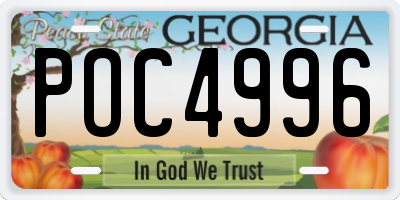 GA license plate POC4996