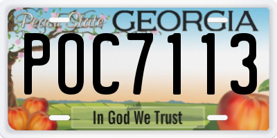 GA license plate POC7113