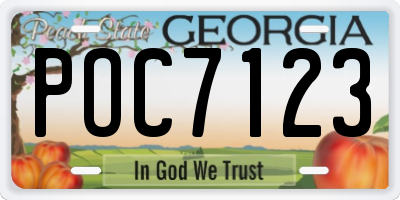GA license plate POC7123