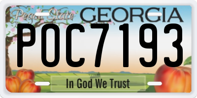 GA license plate POC7193