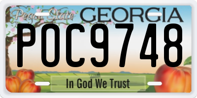 GA license plate POC9748