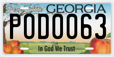 GA license plate POD0063