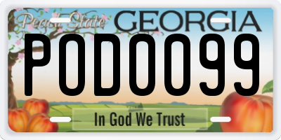 GA license plate POD0099