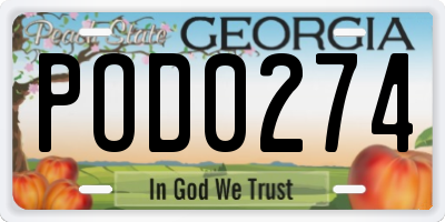 GA license plate POD0274