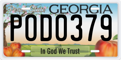 GA license plate POD0379