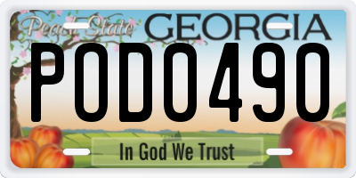 GA license plate POD0490