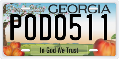 GA license plate POD0511