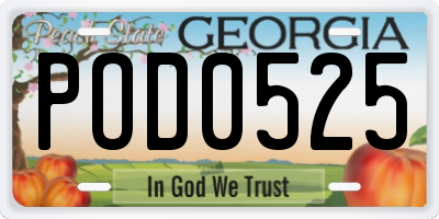 GA license plate POD0525