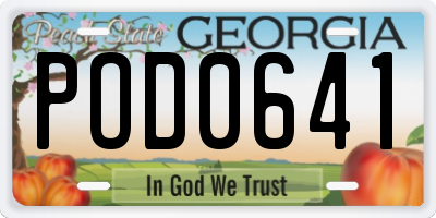 GA license plate POD0641