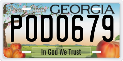 GA license plate POD0679