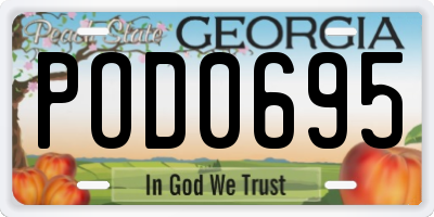 GA license plate POD0695
