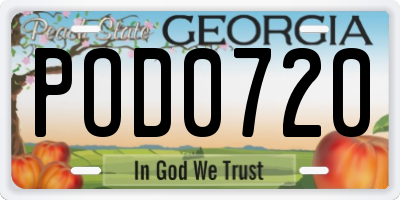 GA license plate POD0720